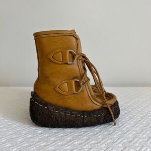 Maple Leaf Shoe Baby Size 6 Genuine Leather Snow Booties Boots Canada Mocassins